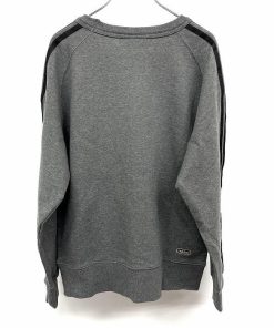 adidas アディダス スウェットシャツ トレーナー 長袖 裏毛 ラグラン ロゴ刺繍 Vガゼット 綿100% L ヘザーグレー 杢グレー×黒 メンズ