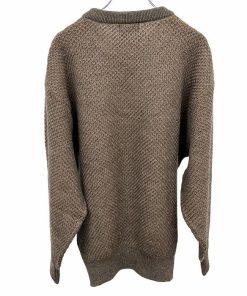 ジャックニクラウス Jack Nicklaus ニット セーター ボーダー 長袖 丸首 日本製 毛×アクリル L ブラウン 茶×グレー×紺×ベージュ メンズ