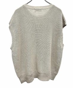 Golden Bear ゴールデンベア リブニット ベスト ノースリーブセーター 無地 丸首 アクリル×綿 LL グレーベージュ系 メンズ(レディース？)