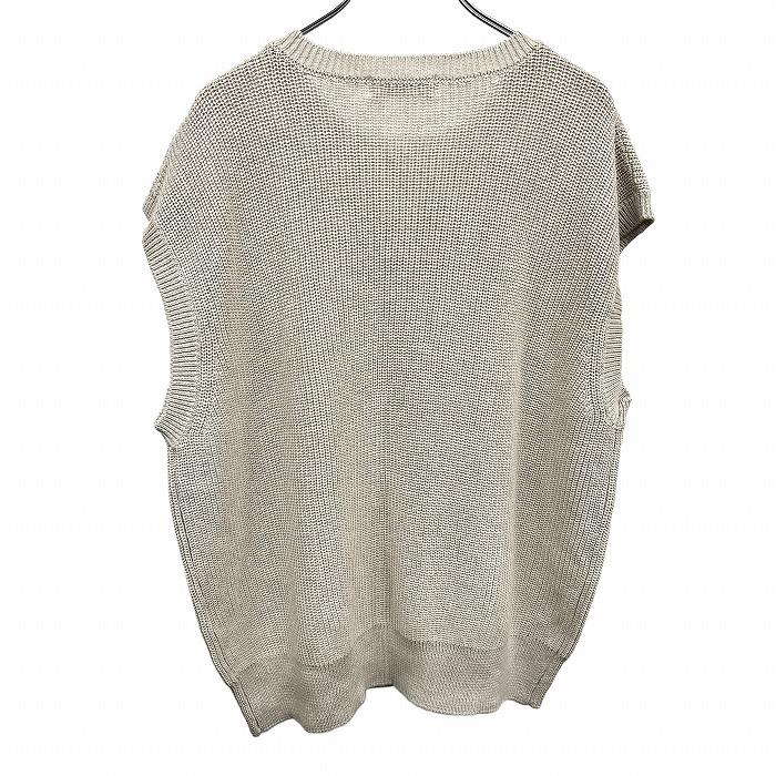 Golden Bear ゴールデンベア リブニット ベスト ノースリーブセーター 無地 丸首 アクリル×綿 LL グレーベージュ系 メンズ(レディース?)