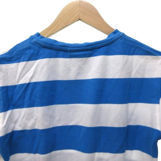 LACOSTE ラコステ 美品 ビックボーダー Tシャツ カットソー 半袖 鹿の子 青 ブルー 白 ホワイト S - 画像 (4)