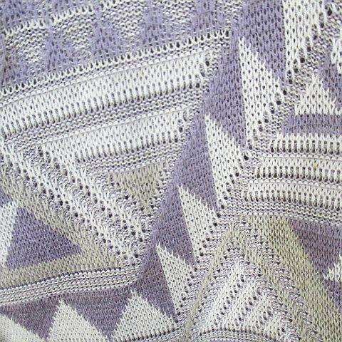 ジャックニコラウス Jack Nicklaus 長袖 ニット セーター L 紫 パープル系 幾何学模様 総柄 メンズ - 画像 (5)