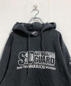 JERZEES プリント スウェット パーカー M ダークグレー ジャージーズ プルオーバー アーミー バックプリント古着卸 アメリカ仕入 a505-5872