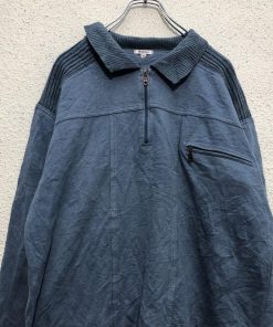 DANMART 無地 スウェット トレーナー 106 M〜 ブルー ダンマート ハーフジップ ボタン 古着卸 アメリカ仕入 a511-5356