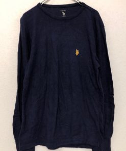 U.S.POLO ASSN 長袖 ロゴ Tシャツ L ネイビー イエロー ユーエスポロアッスン サーマル 古着卸 アメリカ仕入 a601-6524