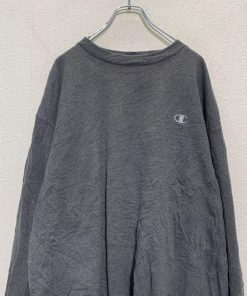 Champion ロゴ スウェット トレーナー XL ダークグレー チャンピオン 裏起毛 ワンポイントロゴ 古着卸 アメリカ仕入 a604-6784