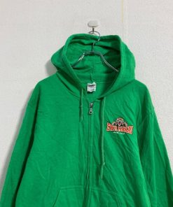 GILDAN プリント スウェット パーカー S グリーン ギルダン バックプリント トラ ジップ アップ 古着卸 アメリカ仕入 a607-6564