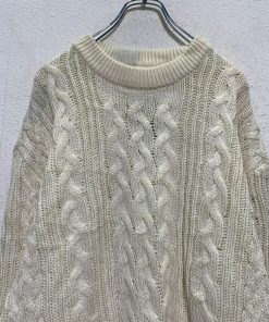 H&M リサイクルポリエステル ケーブルニット セーター S アイボリー エイチアンドエム タグ付き 古着卸 アメリカ仕入 a608-6483