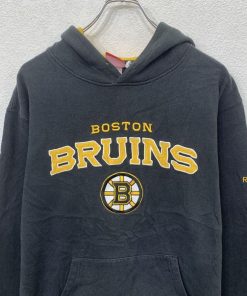 Reebok ロゴスウェット パーカー L ブラック リーボック プルオーバー エヌエイチエル スポーティー 古着卸 アメリカ仕入 a708-6182