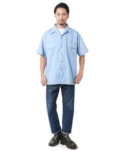 MILITARY 実物 新品 デッドストック フランス軍 1980’s 憲兵隊 ポリスシャツ 半袖 ミリタリーシャツ ゆったり ビッグシルエット 軍服 放出品【クーポン対象外】【I】