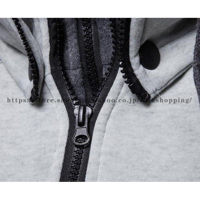 スウェットジャージ ジャケット メンズ 秋新作 スウェット パーカー トレーナー フード付き 偽二枚 スウェットジャケット アウター スポーツ ジャージ - 画像 (7)