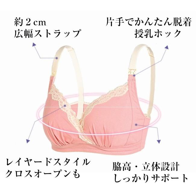 授乳ブラ 2枚組 ブラジャー 授乳 インナー 産前産後 ノンワイヤー マタニティ 下着 メール便 送料無料 - 画像 (3)