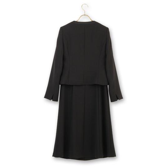 AOYAMA 【洋服の青山】ブラックフォーマルスーツ ワンピース 喪服 レディース 春夏秋冬 黒無地 大きいサイズ 2点セット アンサンブル ジャケット 冠婚葬祭 セレモニー - 画像 (2)