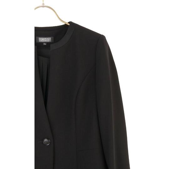 AOYAMA 【洋服の青山】ブラックフォーマルスーツ ワンピース 喪服 レディース 春夏秋冬 黒無地 大きいサイズ 2点セット アンサンブル ジャケット 冠婚葬祭 セレモニー - 画像 (4)