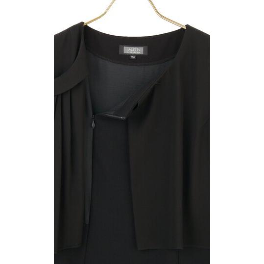 AOYAMA 【洋服の青山】ブラックフォーマルスーツ ワンピース 喪服 レディース 春夏秋冬 黒無地 大きいサイズ 2点セット アンサンブル ジャケット 冠婚葬祭 セレモニー - 画像 (9)