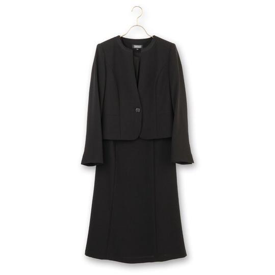 AOYAMA 【洋服の青山】ブラックフォーマルスーツ ワンピース 喪服 レディース 春夏秋冬 黒無地 大きいサイズ 2点セット アンサンブル ジャケット 冠婚葬祭 セレモニー