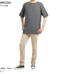 ふるさと納税 松山市 メンズ　ワッフル生地　ビッグシルエット半袖TシャツFL23SS-014M　チャコールグレーXLサイズ