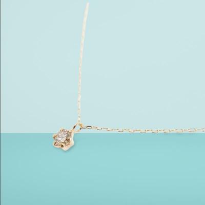 ふるさと納税 甲府市 10金イエローゴールド製 1粒 ダイヤモンド 0.08ct プチネックレス 【1449551】