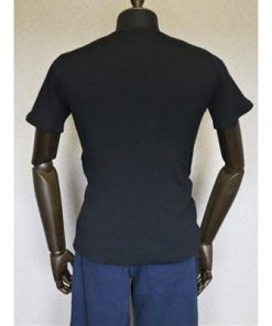 ふるさと納税 五泉市 コットンリブヘンリーネック半袖Tシャツ(メンズ)ブラック・M