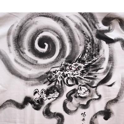 ふるさと納税 和泉市 手描きTシャツ 日本画 龍神 白 (半袖 Sサイズ)