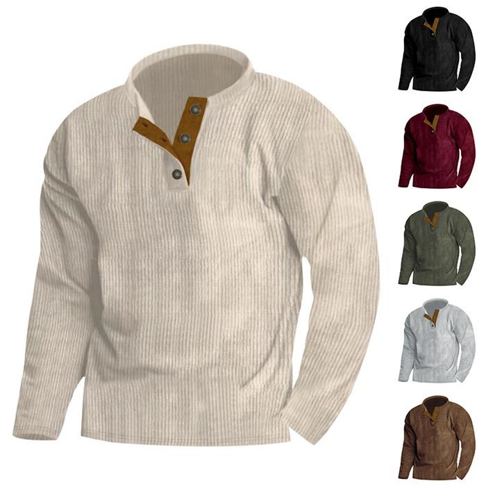 コーデュロイ トレーナー メンズ 秋 冬 プルオーバー ゴルフウェア 襟配色 トップス 大きいサイズ 大人 おしゃれ - 画像 (8)