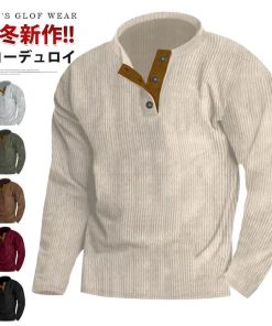 コーデュロイ トレーナー メンズ 秋 冬 プルオーバー ゴルフウェア 襟配色 トップス 大きいサイズ 大人 おしゃれ