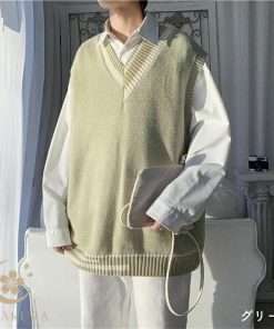 ニットベストVネック メンズ レディース カジュアル オールシーズン 韓国制服 スクール ビッグシルエットトップス 重ね着