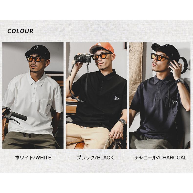 ホームアイホーム ポロシャツ メンズ 半袖 プルオーバーシャツ ワンポイント ポケット付き ビッグシルエット ストリート リゾート