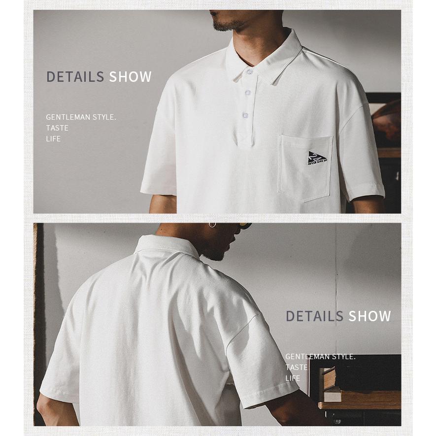 ホームアイホーム ポロシャツ メンズ 半袖 プルオーバーシャツ ワンポイント ポケット付き ビッグシルエット ストリート リゾート - 画像 (2)