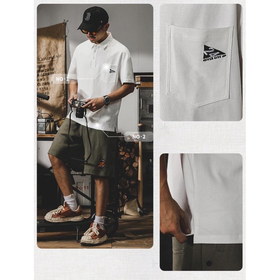 ホームアイホーム ポロシャツ メンズ 半袖 プルオーバーシャツ ワンポイント ポケット付き ビッグシルエット ストリート リゾート - 画像 (3)