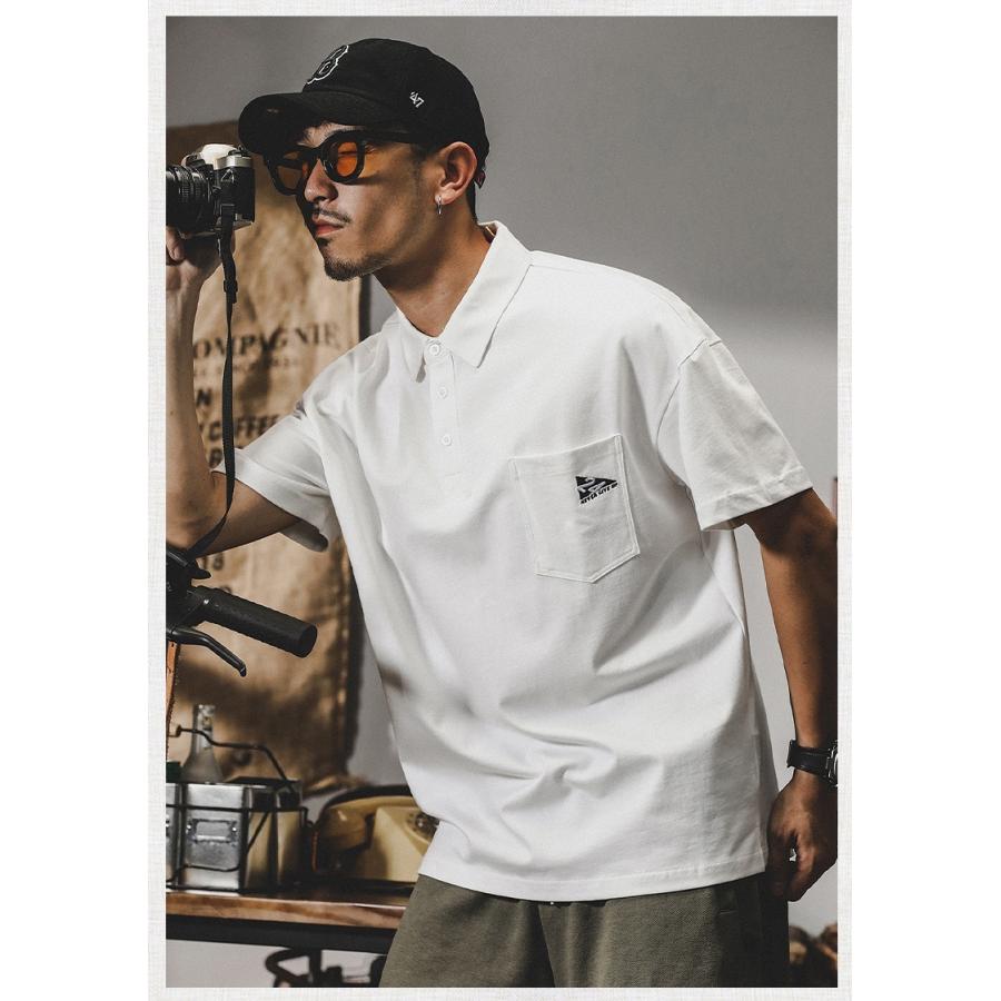 ホームアイホーム ポロシャツ メンズ 半袖 プルオーバーシャツ ワンポイント ポケット付き ビッグシルエット ストリート リゾート - 画像 (5)