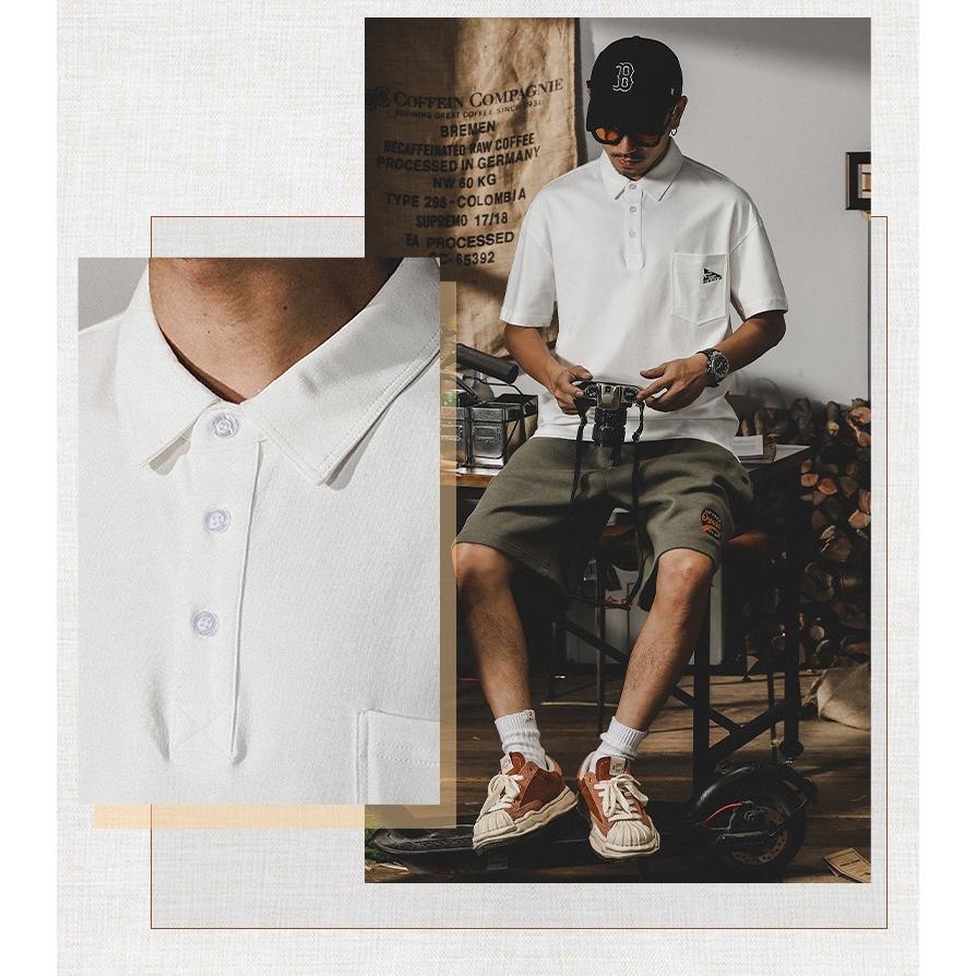 ホームアイホーム ポロシャツ メンズ 半袖 プルオーバーシャツ ワンポイント ポケット付き ビッグシルエット ストリート リゾート - 画像 (6)