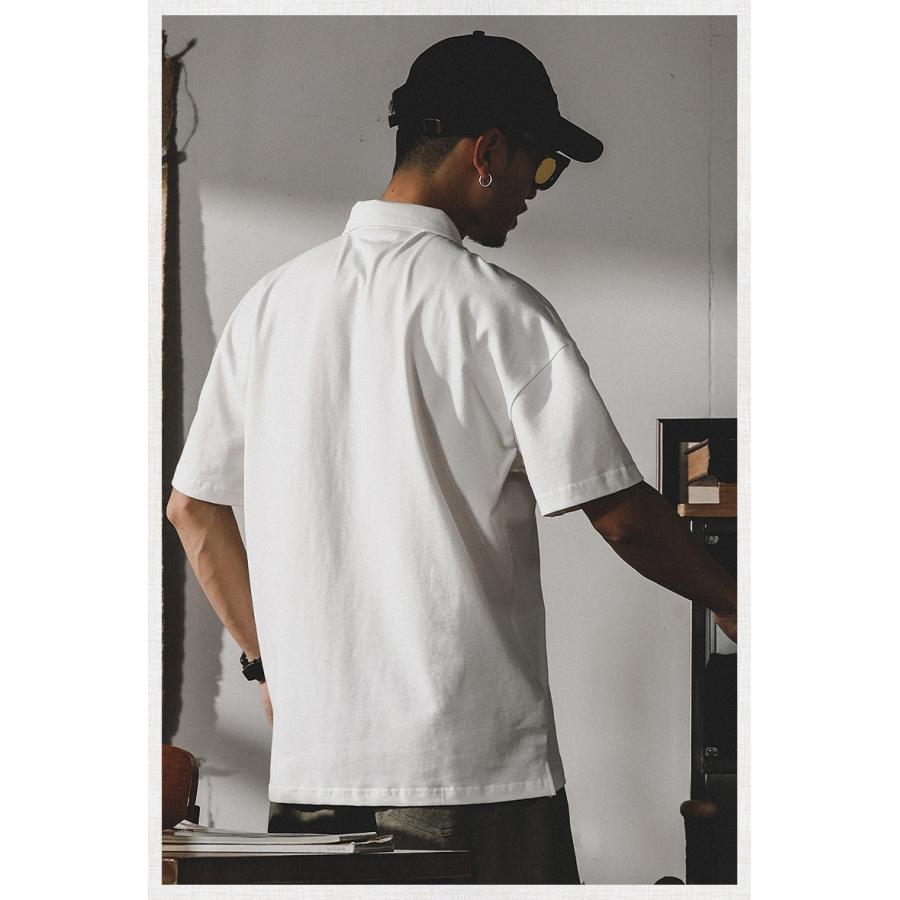 ホームアイホーム ポロシャツ メンズ 半袖 プルオーバーシャツ ワンポイント ポケット付き ビッグシルエット ストリート リゾート - 画像 (8)