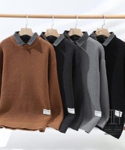 ホームアイホーム セーター メンズ ニット おしゃれ プルオーバーセーター 長袖 襟付き 重ね着風 フェイクレイヤード ビジネス 紳士服 ブランド HOMEIHOME暖かい 秋冬