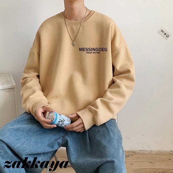 トレーナー メンズ 裏起毛 長袖 クルーネック 文字ロゴ ビッグシルエット パーカー フードなし プルオーバー ゆったり トップス - 画像 (3)