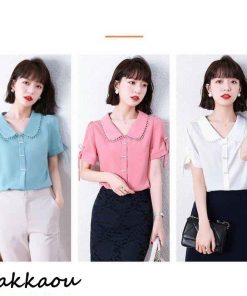 ブラウス レディース 40代 春夏 オシャレブラウス 半袖トップス パフスリーブ 上品 通勤OL 白シフォンシャツ ゆったりシャツ オフィス 30代50代 新作 おしゃれ