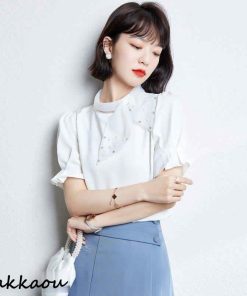 ブラウス レディース 40代 春夏新作 オシャレブラウス 白シフォンシャツ 大人 シャツ 半袖トップス 50代 パフスリーブブラウス 通勤OL 30代 ゆったり リボン