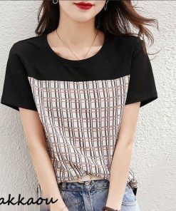 Tシャツ レディース 40代 春夏新作 上品Tシャツ シフォンブラウス カジュアル ゆったりTシャツ チェック柄切り替え 半袖トップス 大人 オシャレ通勤 30代50代