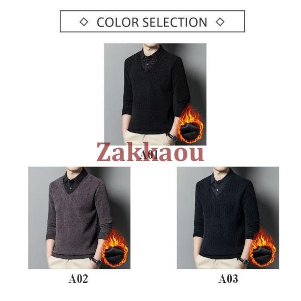 ポロシャツ メンズ 長袖 ゴルフウェア 厚手 フェイクレイヤード 裏起毛 折り襟 Tシャツ トップス ビジネス おしゃれ 通勤 スポーツ 紳士服 - 画像 (4)