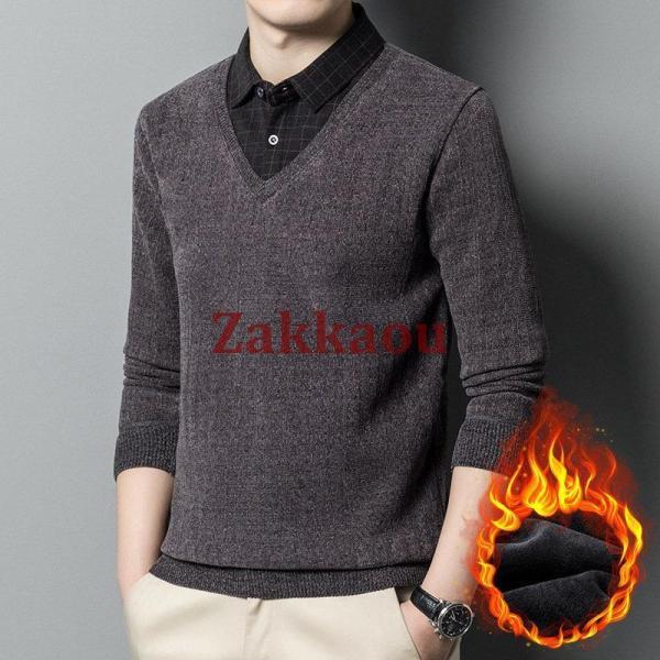 ポロシャツ メンズ 長袖 ゴルフウェア 厚手 フェイクレイヤード 裏起毛 折り襟 Tシャツ トップス ビジネス おしゃれ 通勤 スポーツ 紳士服 - 画像 (7)