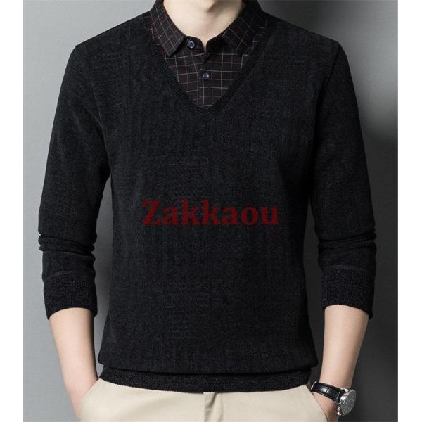 ポロシャツ メンズ 長袖 ゴルフウェア 厚手 フェイクレイヤード 裏起毛 折り襟 Tシャツ トップス ビジネス おしゃれ 通勤 スポーツ 紳士服 - 画像 (9)